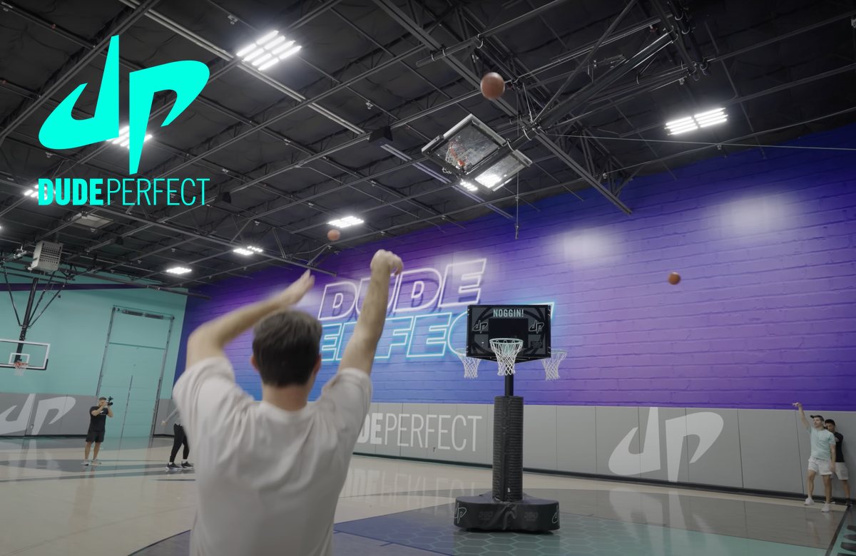 Dude Perfect gym featuring 360 Hoops